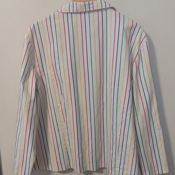 Vintage 80’s Rainbow Stripe Blazer Front Button Career Casual Pinstripe Pride - Picture 7 of 7